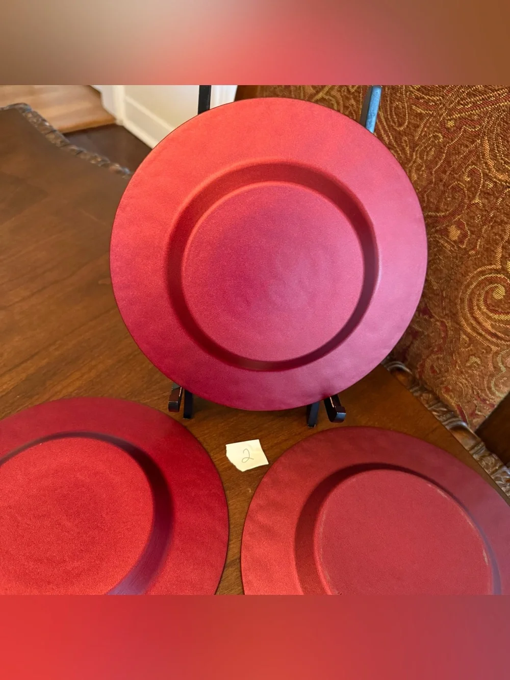Set of 4 Vintage Pier 1 Imports Ruby Red 8.25” Glass Salad / Dessert Plates - #2